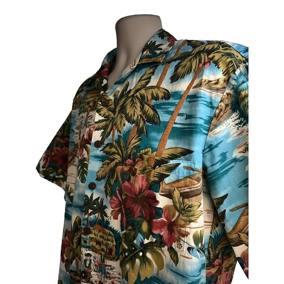 Hilo Hattie Men Vintage Tiki Hawaiian Aloha Button Up Shirt XL Pocket Cotton USA - Picture 5 of 8